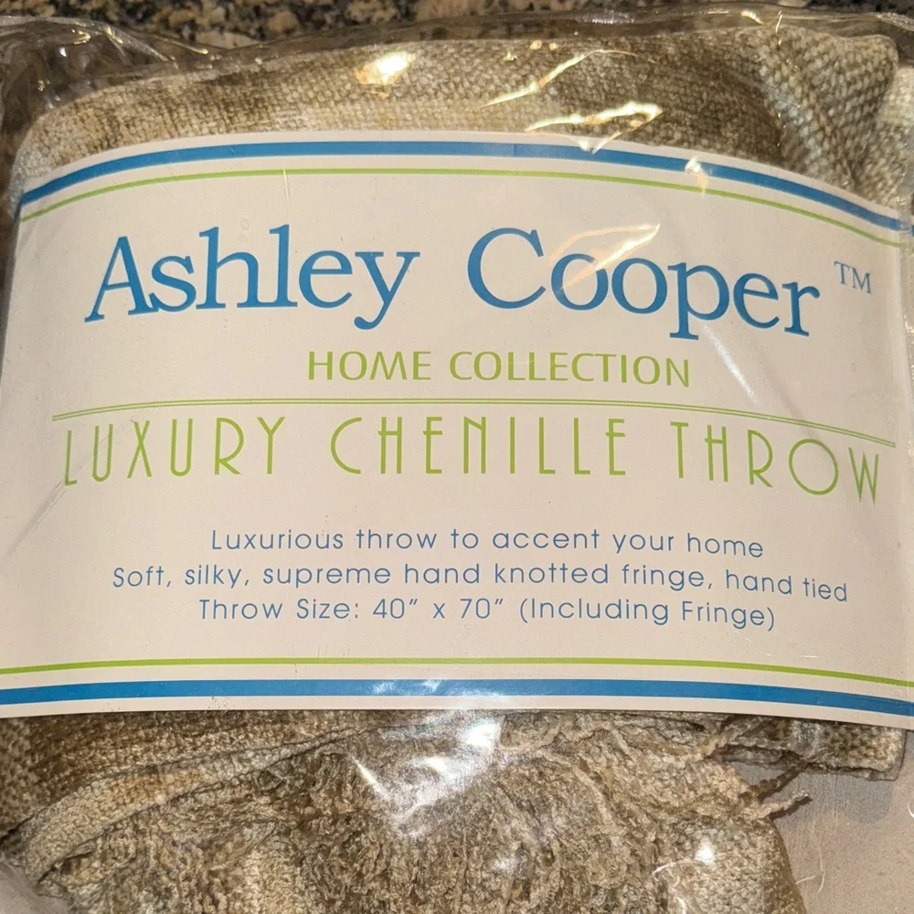 Ashley Cooper Chenille-like Throw in Soft Tan Plaid